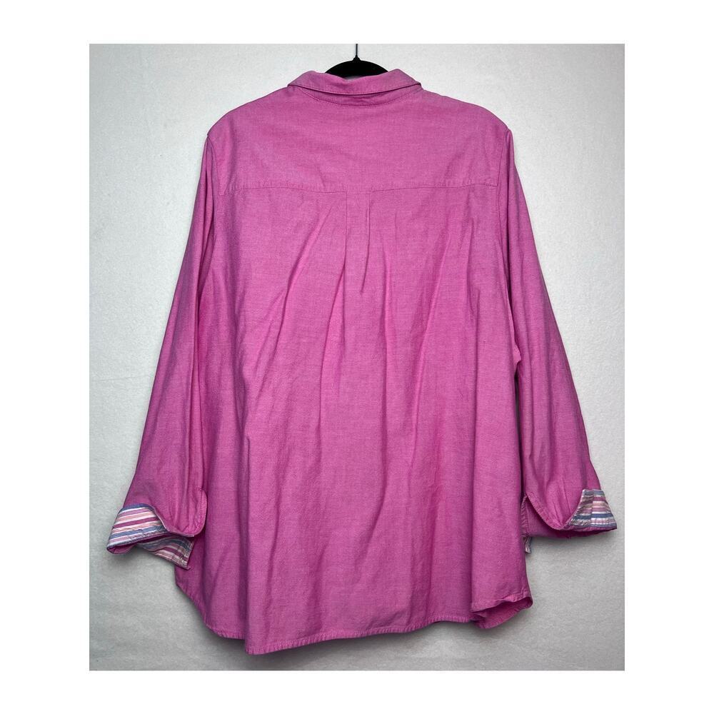 Blair Vintage Women's Top Cotton Long Sleeve Pink Button Up Shirt Size 3XL - Picture 7 of 10